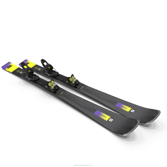 SalomonLF4H1013 bayanlar pistte kayak paketi - s/max n 10 xt (ve m11) siyah/asit yeşili/alacakaranlık moru