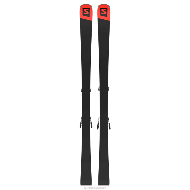 SalomonLF4H1023 bayanlar pistte kayak paketi - s/force ti80 (ve z12) siyah/neon mercan/castelrock