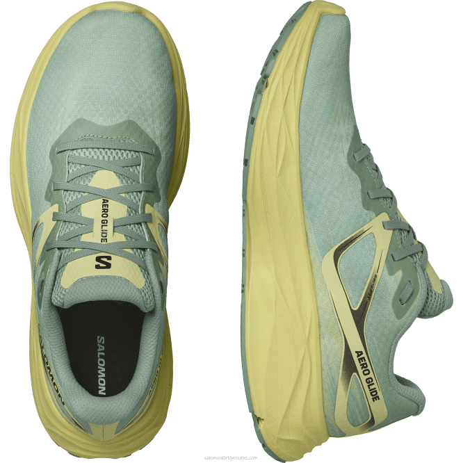 SalomonLF4H1062 erkek koşu ayakkabısı - aero glide granit yeşili/sarı iris/beyaz