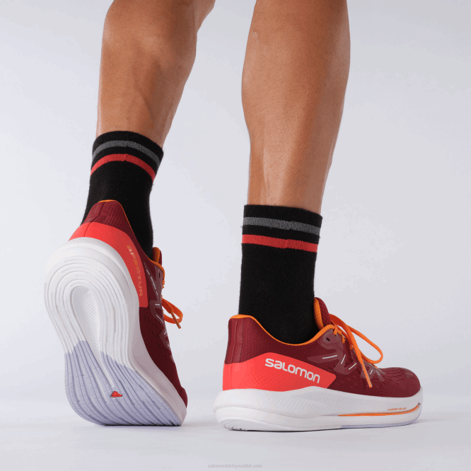 SalomonLF4H1077 erkek koşu ayakkabısı - spectur bisiklet kırmızısı/canlı turuncu/mor funda