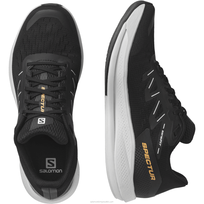 SalomonLF4H1078 erkek koşu ayakkabısı - spectur siyah/beyaz/parlak turuncu