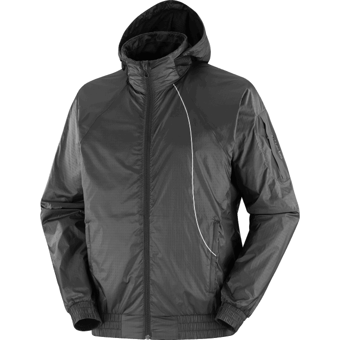 SalomonLF4H1086 erkek kapüşonlu rüzgar ceketi - donatmak koyu siyah