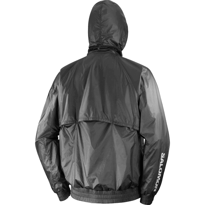 SalomonLF4H1086 erkek kapüşonlu rüzgar ceketi - donatmak koyu siyah