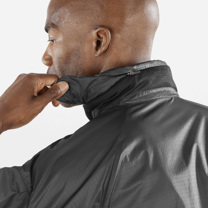 SalomonLF4H1086 erkek kapüşonlu rüzgar ceketi - donatmak koyu siyah