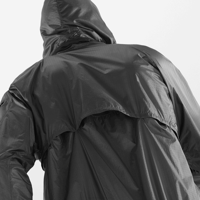 SalomonLF4H1086 erkek kapüşonlu rüzgar ceketi - donatmak koyu siyah