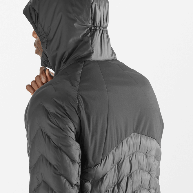 SalomonLF4H1087 erkek yalıtımlı kapüşonlu ceket - anahat primaloft koyu siyah