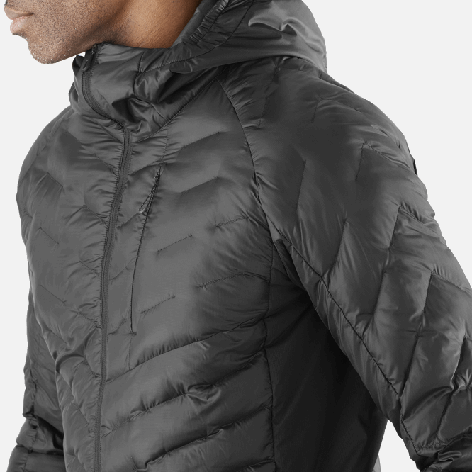 SalomonLF4H1087 erkek yalıtımlı kapüşonlu ceket - anahat primaloft koyu siyah