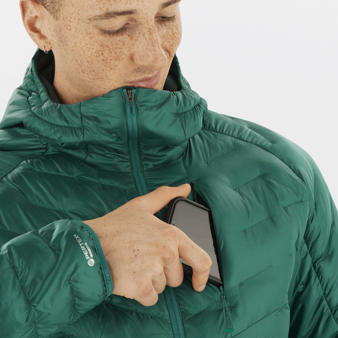 SalomonLF4H1088 erkek yalıtımlı kapüşonlu ceket - anahat primaloft Pasifik