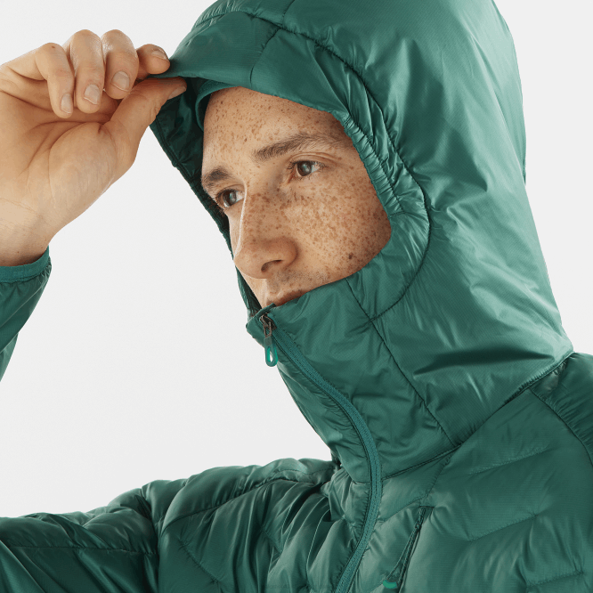 SalomonLF4H1088 erkek yalıtımlı kapüşonlu ceket - anahat primaloft Pasifik