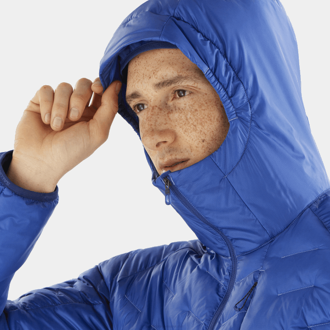 SalomonLF4H1089 erkek yalıtımlı kapüşonlu ceket - anahat primaloft deniz mavisi/lacivert şakayık