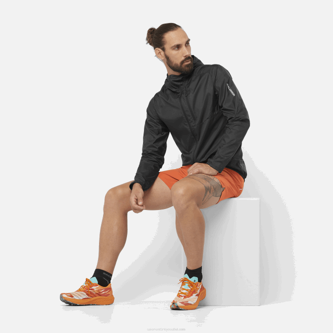 SalomonLF4H1094 kapüşonlu rüzgar ceketi erkek - bonatti cross wind koyu siyah