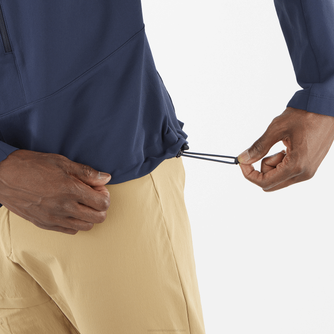 SalomonLF4H1107 tam boy fermuarlı orta katman erkek ceketi - outpeak softshell lacivert iris