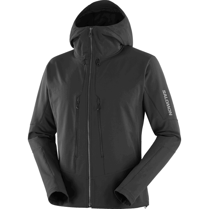 SalomonLF4H1108 tam boy fermuarlı orta katman erkek ceketi - outpeak softshell koyu siyah