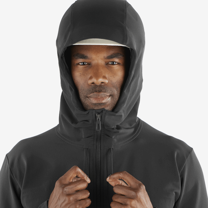 SalomonLF4H1108 tam boy fermuarlı orta katman erkek ceketi - outpeak softshell koyu siyah