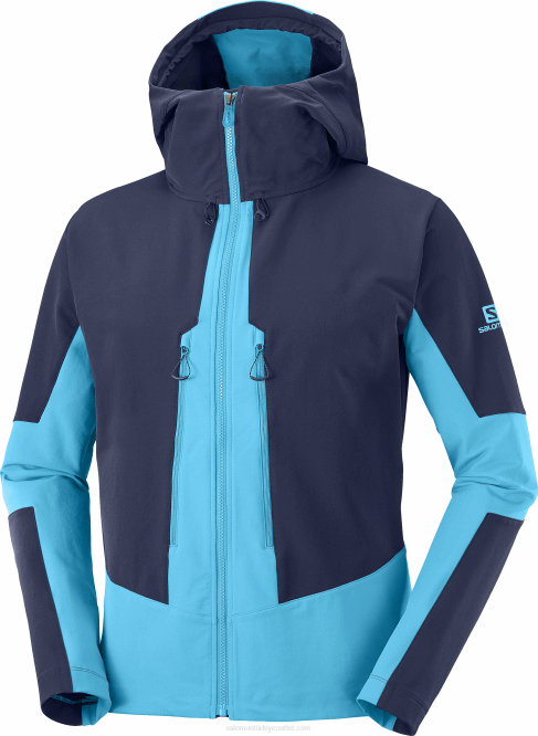 SalomonLF4H1109 tam boy fermuarlı orta katman erkek ceketi - outpeak softshell gece gökyüzü/bariyer resifi