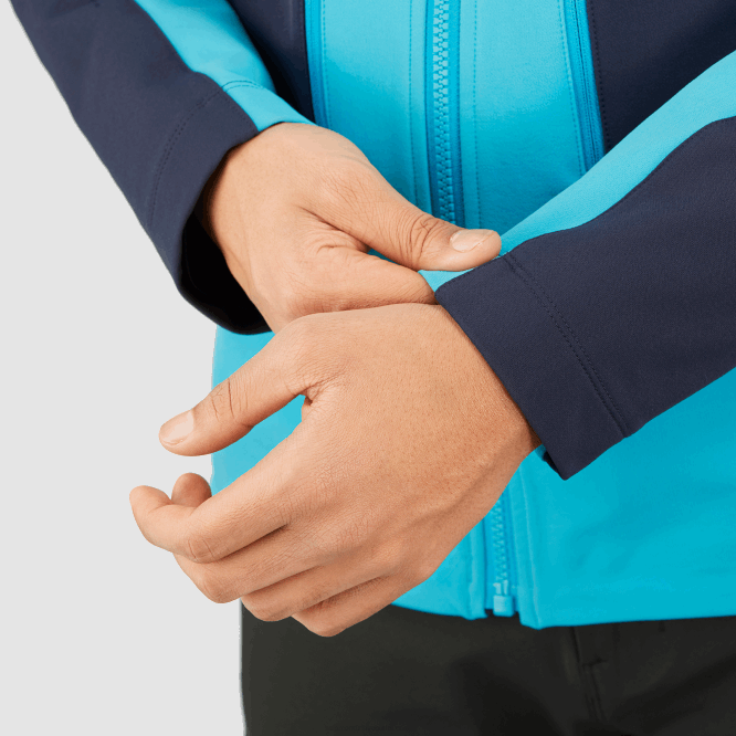 SalomonLF4H1109 tam boy fermuarlı orta katman erkek ceketi - outpeak softshell gece gökyüzü/bariyer resifi