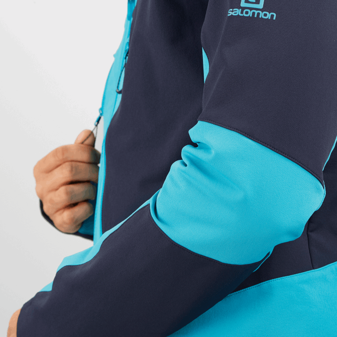 SalomonLF4H1109 tam boy fermuarlı orta katman erkek ceketi - outpeak softshell gece gökyüzü/bariyer resifi