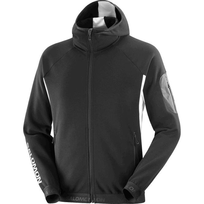 SalomonLF4H1110 tam boy fermuarlı orta katman erkek ceketi - donatmak koyu siyah/beyaz