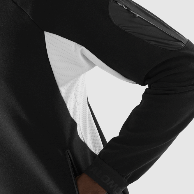 SalomonLF4H1110 tam boy fermuarlı orta katman erkek ceketi - donatmak koyu siyah/beyaz