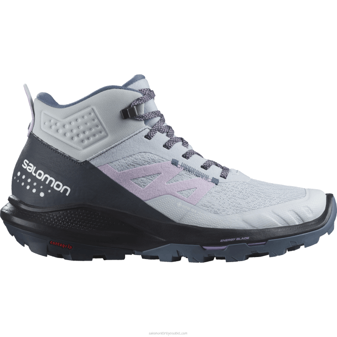 SalomonLF4H1114 kadın yürüyüş botları - outpulse mid gore-tex kutup buzu/hindistan mürekkebi/orkide çiçeği