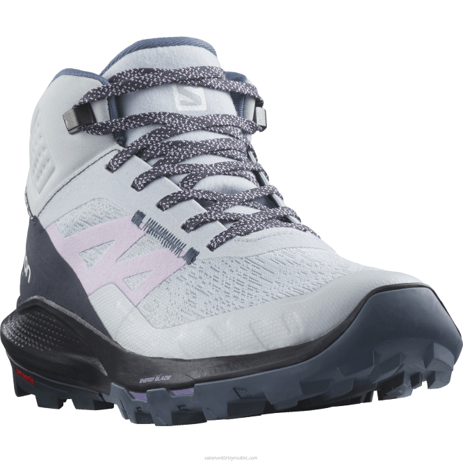 SalomonLF4H1114 kadın yürüyüş botları - outpulse mid gore-tex kutup buzu/hindistan mürekkebi/orkide çiçeği