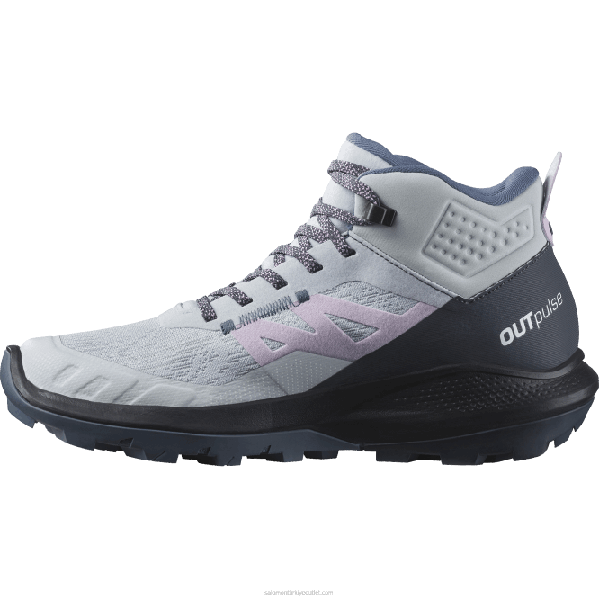 SalomonLF4H1114 kadın yürüyüş botları - outpulse mid gore-tex kutup buzu/hindistan mürekkebi/orkide çiçeği