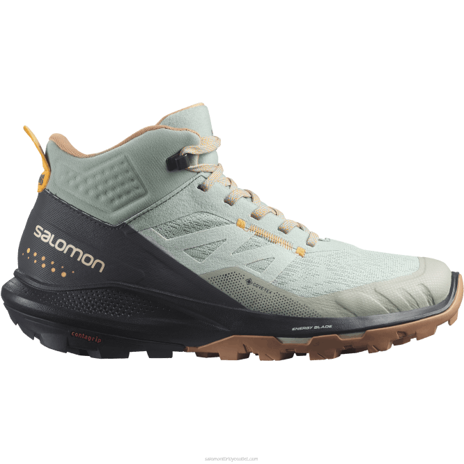 SalomonLF4H1115 kadın yürüyüş botları - outpulse mid gore-tex ferforje/abanoz/parlak turuncu