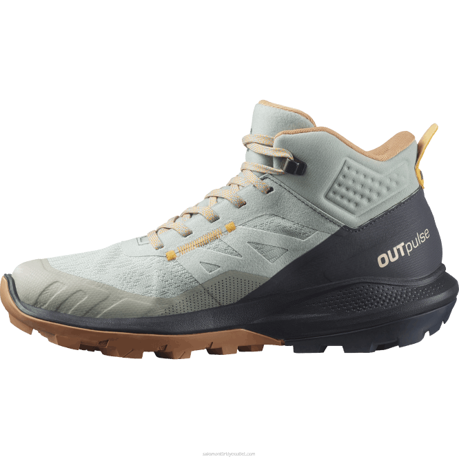SalomonLF4H1115 kadın yürüyüş botları - outpulse mid gore-tex ferforje/abanoz/parlak turuncu
