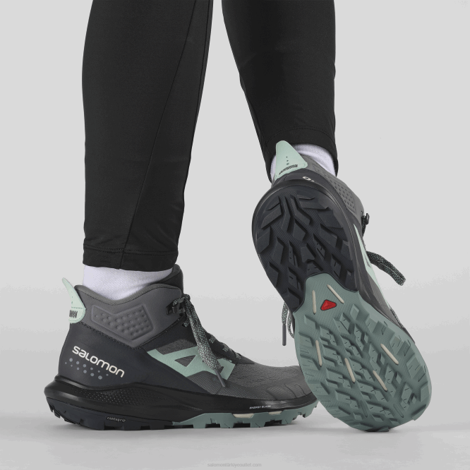 SalomonLF4H1117 kadın yürüyüş botları - outpulse mid gore-tex abanoz/sessiz gölge