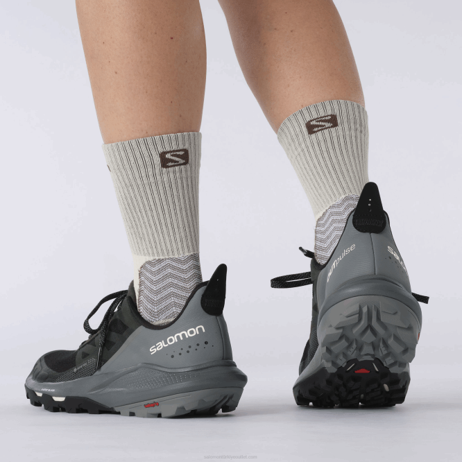 SalomonLF4H1123 kadın yürüyüş ayakkabısı - outpulse gore-tex siyah/fırtınalı hava/vanilyalı buz