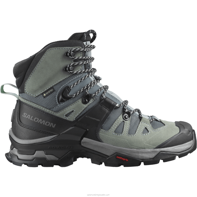 SalomonLF4H1129 kadın deri yürüyüş botları - quest 4 gore-tex arduvaz/asker/opal mavi