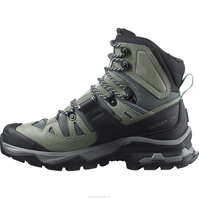 SalomonLF4H1129 kadın deri yürüyüş botları - quest 4 gore-tex arduvaz/asker/opal mavi
