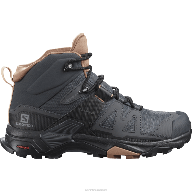 SalomonLF4H1133 kadın yürüyüş botları - x ultra 4 orta gore-tex abanoz/mocha mus/badem kreması