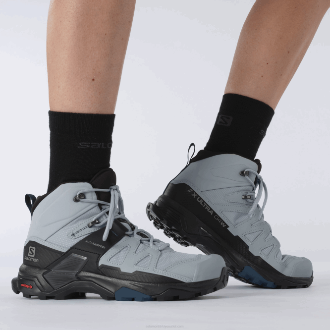 SalomonLF4H1141 kadın yürüyüş botları - x ultra 4 orta genişlikte gore-tex taş ocağı/siyah/lejyon mavisi