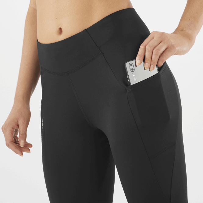 SalomonLF4H1159 5/6 Kadın Taytı - Cross Run 25 koyu siyah