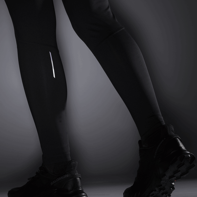 SalomonLF4H1163 kadın taytı - cross run 28 koyu siyah