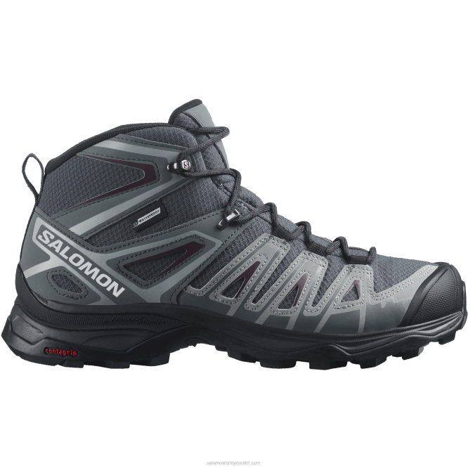 SalomonLF4H1277 Kadın yürüyüş botları - x ultra pioneer mid clima su geçirmez abanoz/fırtınalı hava/şarap tadımı