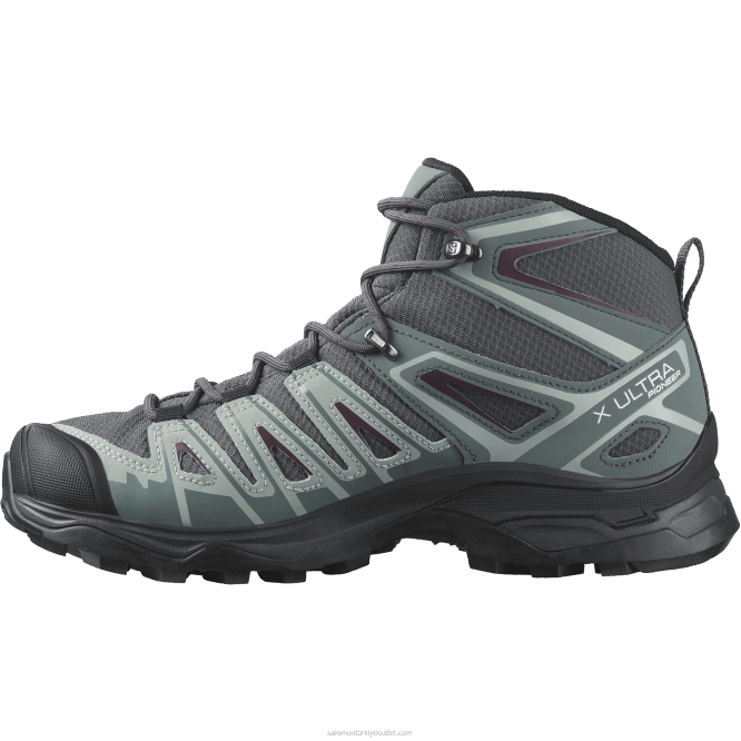 SalomonLF4H1277 Kadın yürüyüş botları - x ultra pioneer mid clima su geçirmez abanoz/fırtınalı hava/şarap tadımı