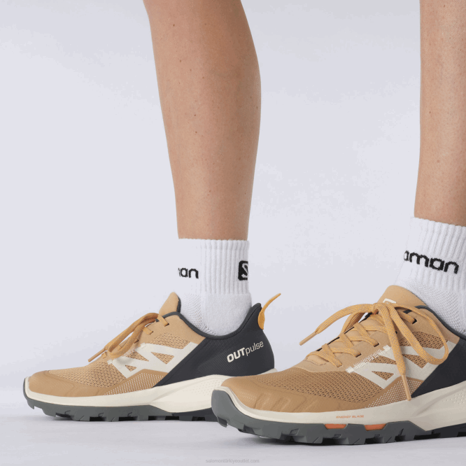SalomonLF4H1281 kadın yürüyüş ayakkabısı - outpulse çemen/abanoz/parlayan turuncu