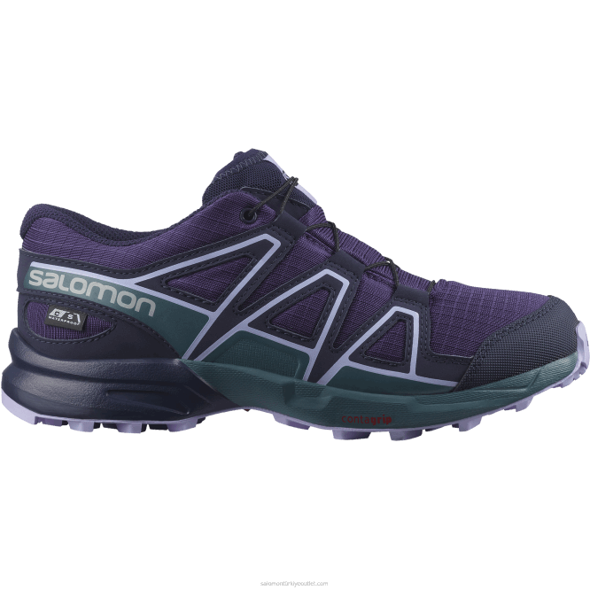 SalomonLF4H1345 junior - çocuk ayakkabısı - speedcross clima su geçirmez üzüm/yeşilbaş mavisi/lavanta