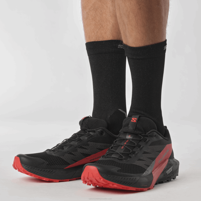 SalomonLF4H1432 erkek patika koşu ayakkabısı - sense ride 5 siyah/ateş kırmızısı