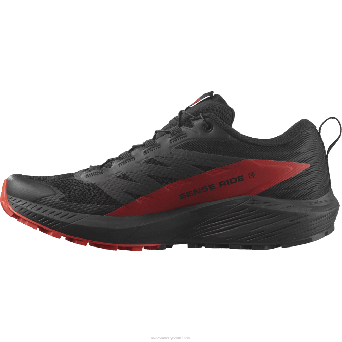 SalomonLF4H1432 erkek patika koşu ayakkabısı - sense ride 5 siyah/ateş kırmızısı