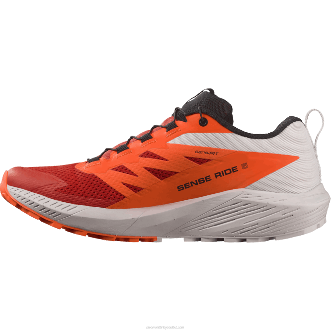 SalomonLF4H1434 erkek patika koşu ayakkabısı - sense ride 5 ay kayası/şok edici turuncu/ateş kırmızısı