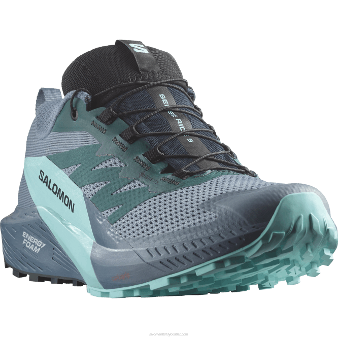 SalomonLF4H1445 erkek patika koşu ayakkabısı - sense ride 5 gore-tex karbon/mavi parlaklık/çin mavisi