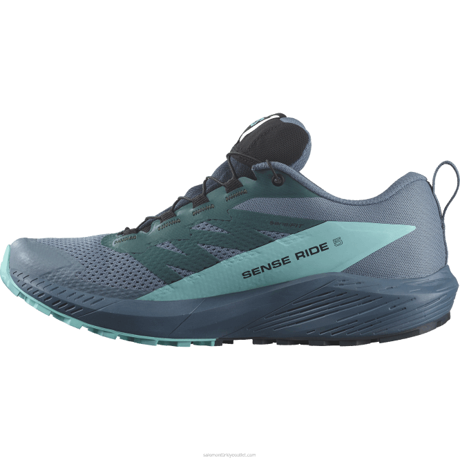 SalomonLF4H1445 erkek patika koşu ayakkabısı - sense ride 5 gore-tex karbon/mavi parlaklık/çin mavisi