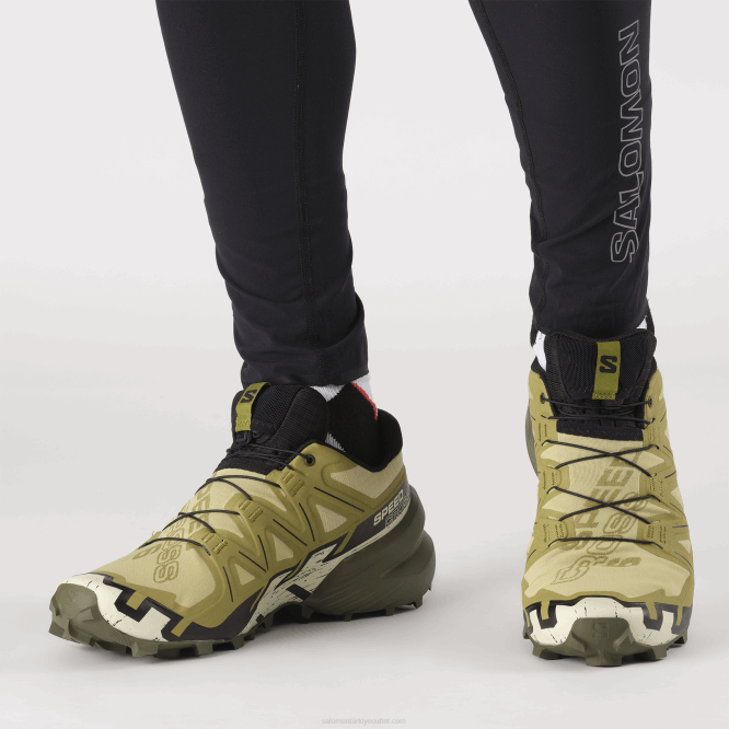 SalomonLF4H1450 erkek patika koşu ayakkabısı - speedcross 6 pırasa yeşili/siyah/ağartılmış kum