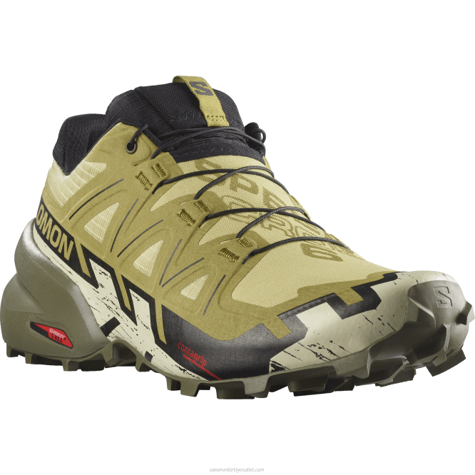 SalomonLF4H1450 erkek patika koşu ayakkabısı - speedcross 6 pırasa yeşili/siyah/ağartılmış kum