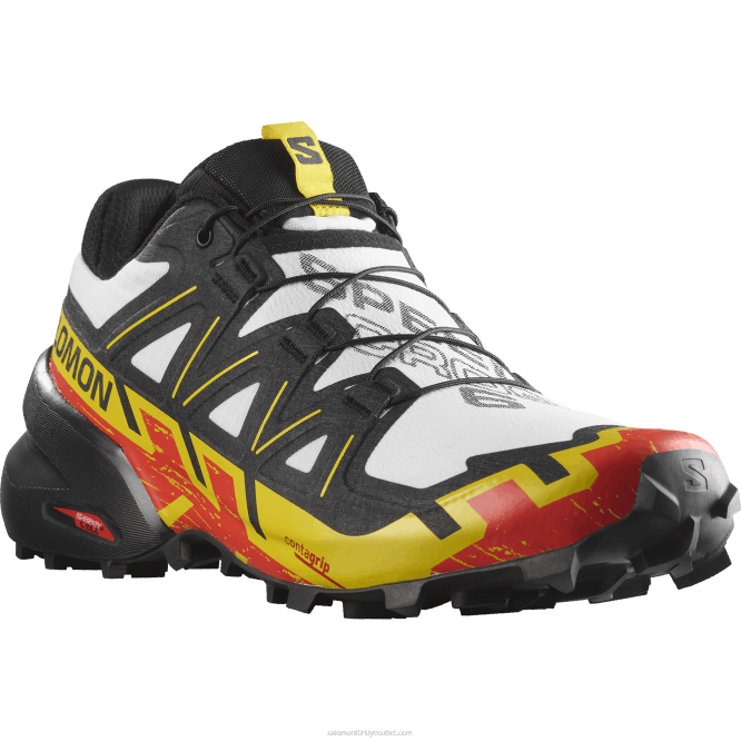 SalomonLF4H1451 erkek patika koşu ayakkabısı - speedcross 6 beyaz/siyah/imparatorluk sarısı