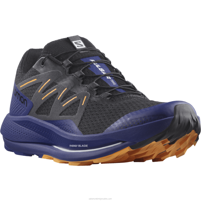 SalomonLF4H1462 erkek arazi koşu ayakkabısı - pulsar izi siyah/akasma mavisi/parlak turuncu