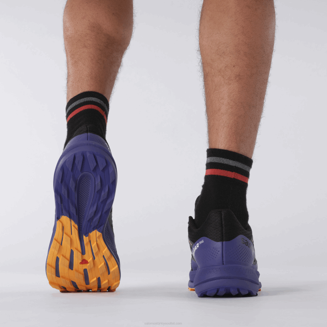 SalomonLF4H1462 erkek arazi koşu ayakkabısı - pulsar izi siyah/akasma mavisi/parlak turuncu